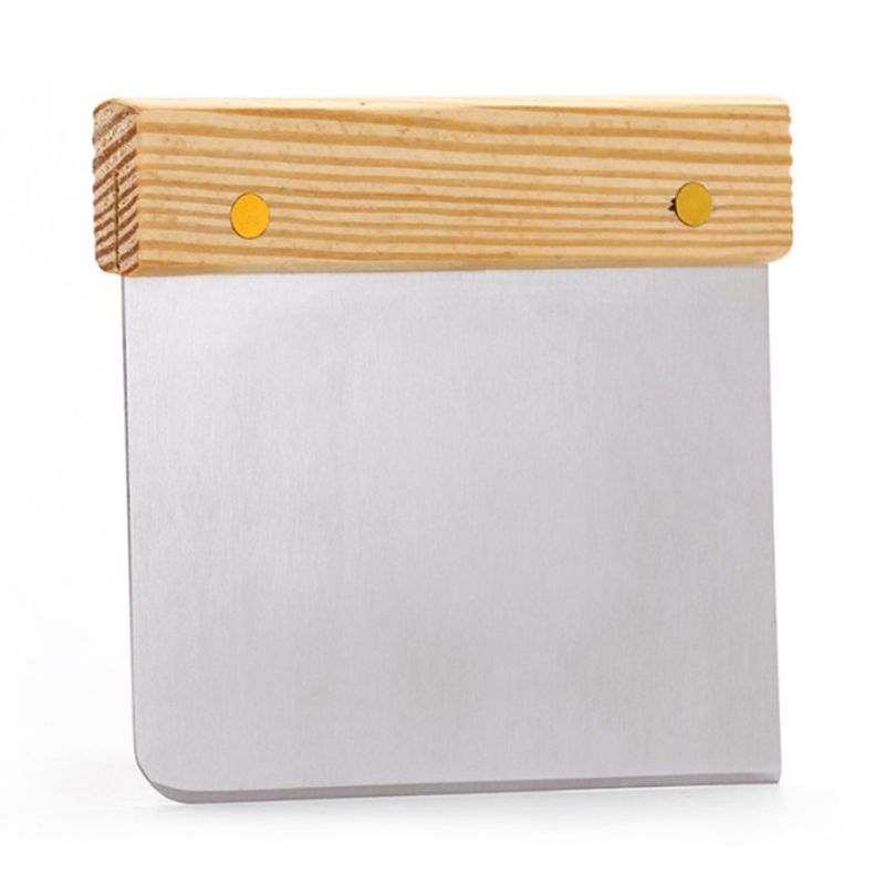 Stainless Steel Baking Scraper with Wooden Handle - Kitchen Tool