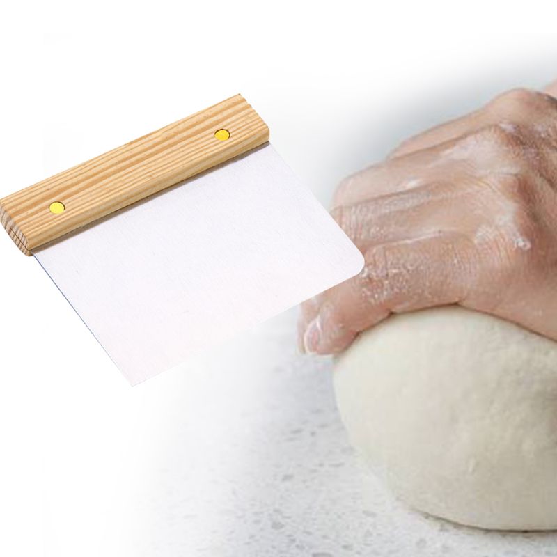 Stainless Steel Baking Scraper with Wooden Handle - Kitchen Tool