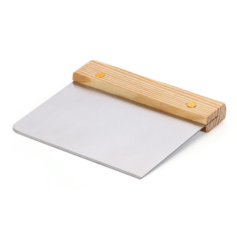 Stainless Steel Baking Scraper with Wooden Handle - Kitchen Tool
