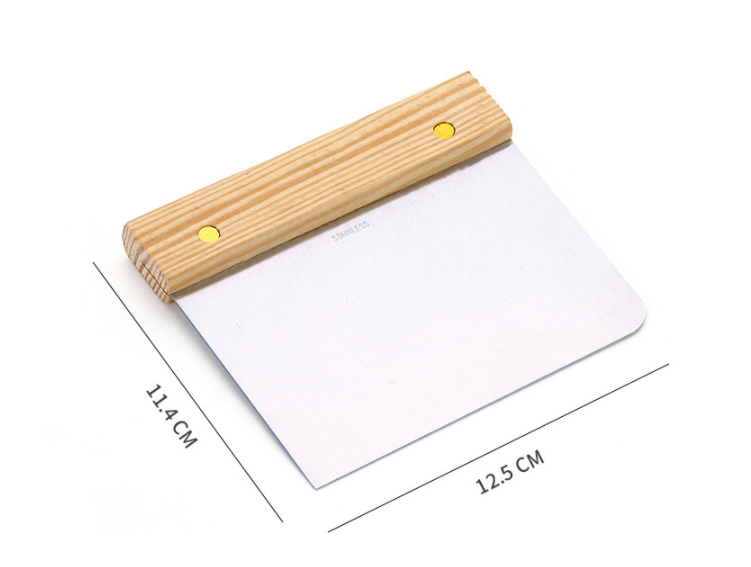 Stainless Steel Baking Scraper with Wooden Handle - Kitchen Tool