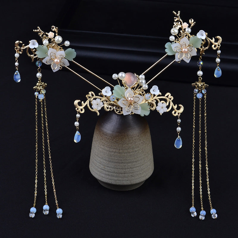 Hanfu Hairpin Tassel Set - Ancient Style Hair Crown