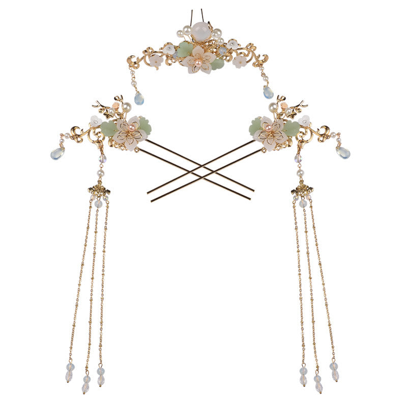 Hanfu Hairpin Tassel Set - Ancient Style Hair Crown