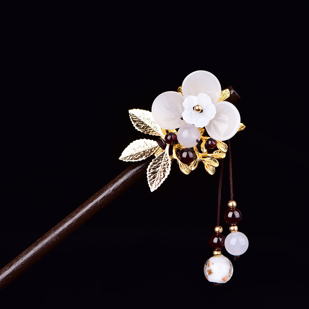 Retro Style Hairpin Headdress for Women, Ancient Costume Palace Hair Accessory, White
