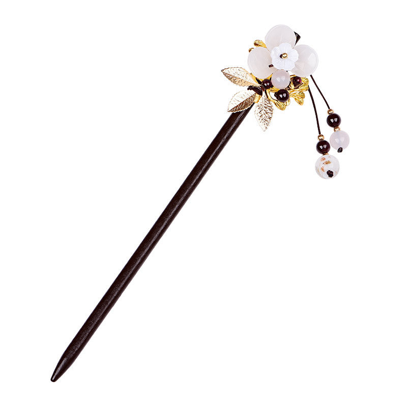 Retro Style Hairpin Headdress for Women, Ancient Costume Palace Hair Accessory, White