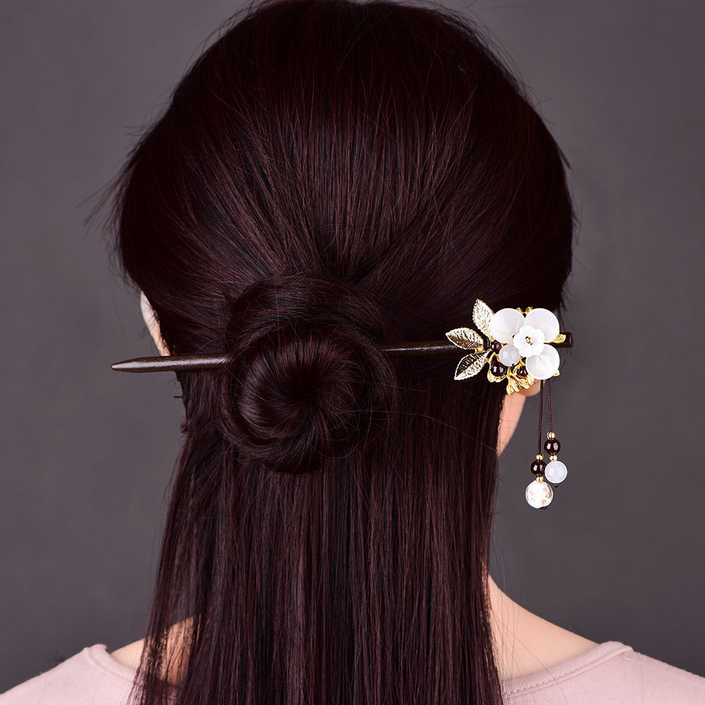 Retro Style Hairpin Headdress for Women, Ancient Costume Palace Hair Accessory, White