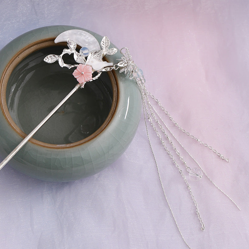 Silver Retro Hairpin - Plaid Design