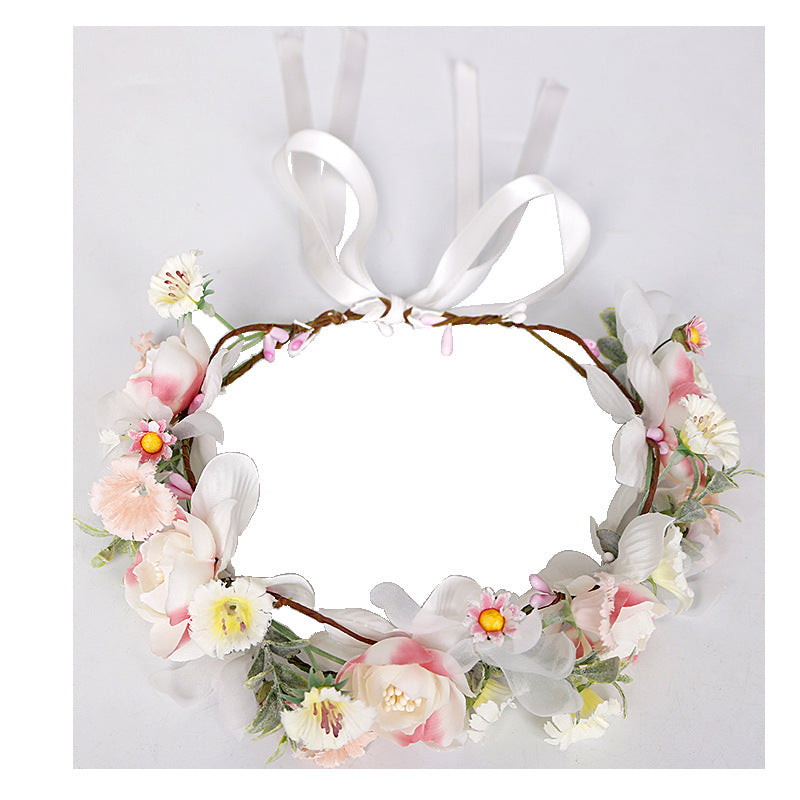 Bridal Flower Wreath Headband - Pink