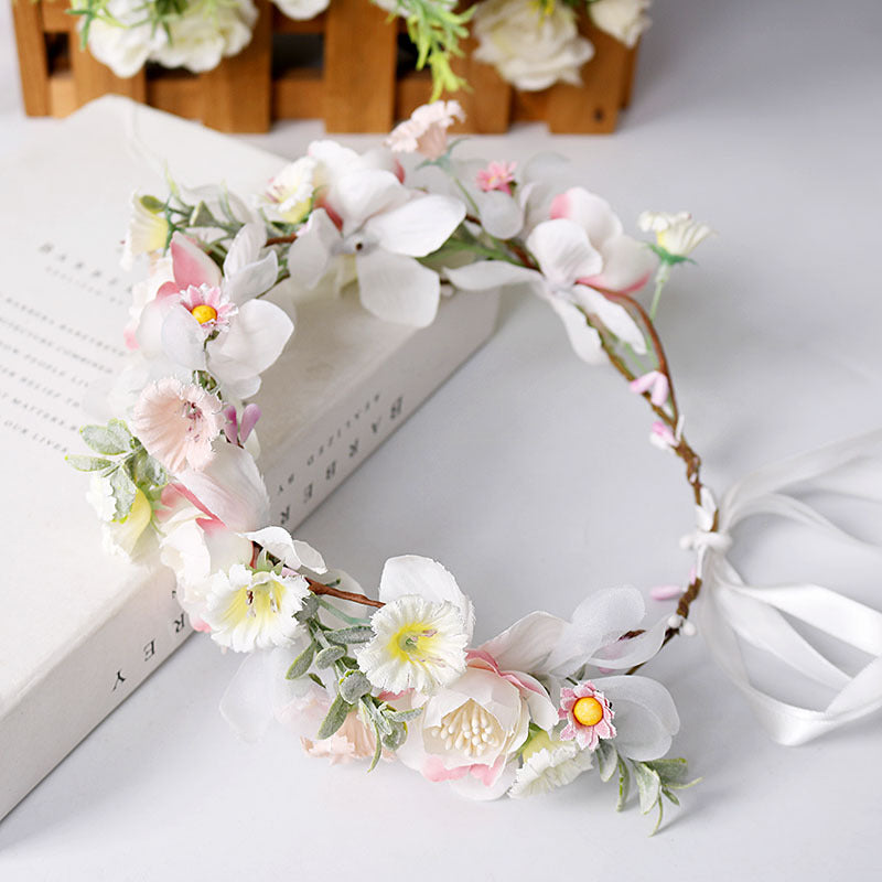 Bridal Flower Wreath Headband - Pink