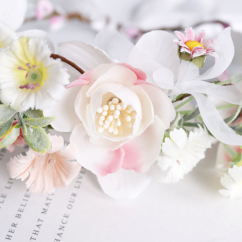 Bridal Flower Wreath Headband - Pink