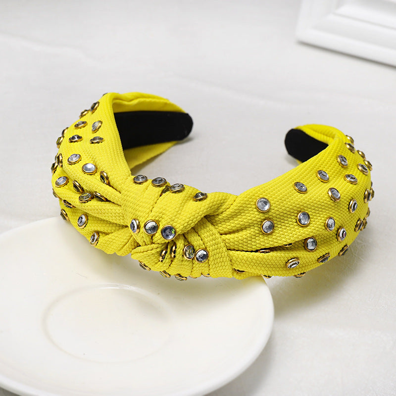 Knotted Headband with Rhinestone Edging - Korean Style Hair Accessory