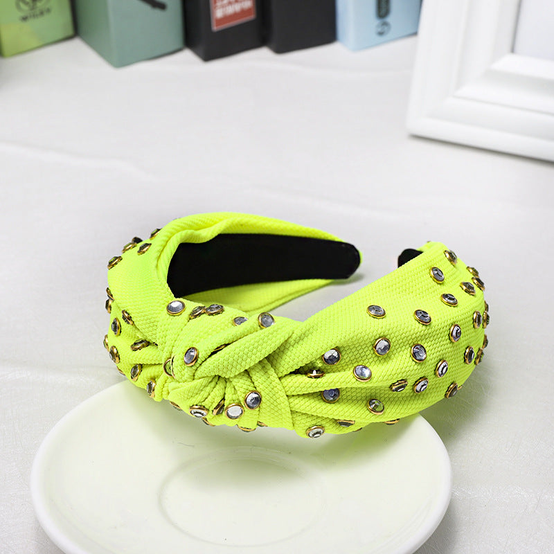 Knotted Headband with Rhinestone Edging - Korean Style Hair Accessory