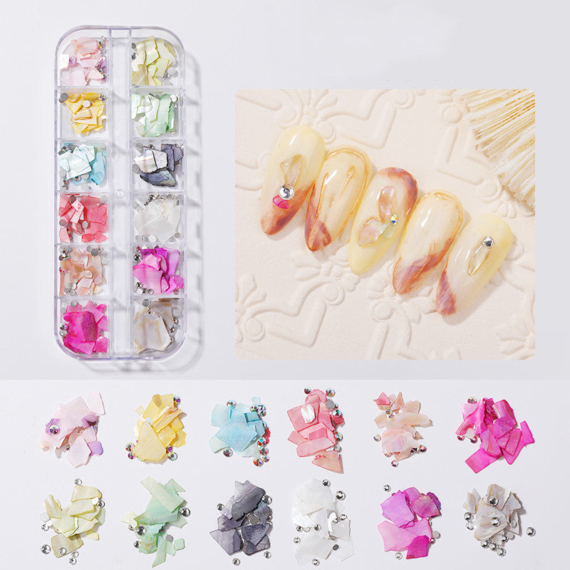Diamond Rhinestone Butterfly Nail Stickers Set - Pearl & Shell Pieces for Nail Art