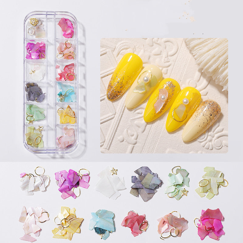 Diamond Rhinestone Butterfly Nail Stickers Set - Pearl & Shell Pieces for Nail Art