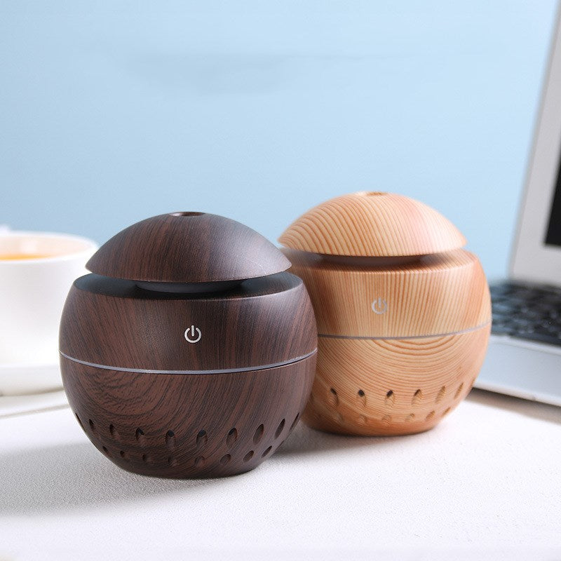 Wood Grain USB Humidifier Night Light for Car & Home