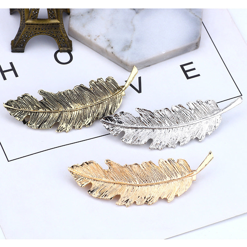 Retro Exaggerated Feather Leaf Hairpin Korean Style Hair Accessory