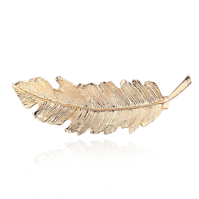 Retro Exaggerated Feather Leaf Hairpin Korean Style Hair Accessory