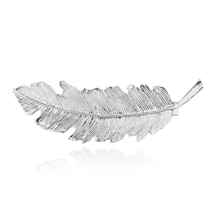Retro Exaggerated Feather Leaf Hairpin Korean Style Hair Accessory