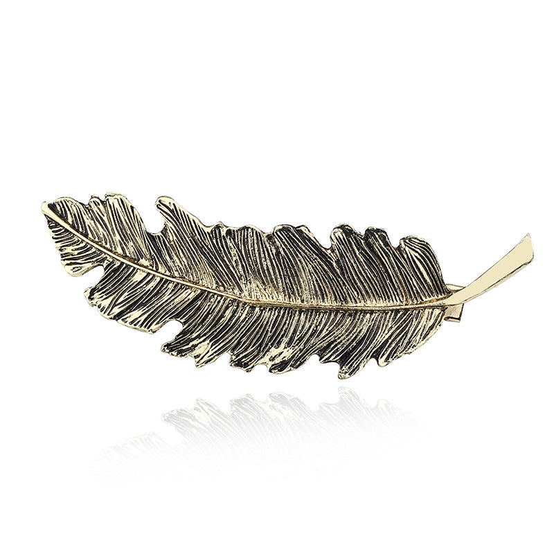 Retro Exaggerated Feather Leaf Hairpin Korean Style Hair Accessory