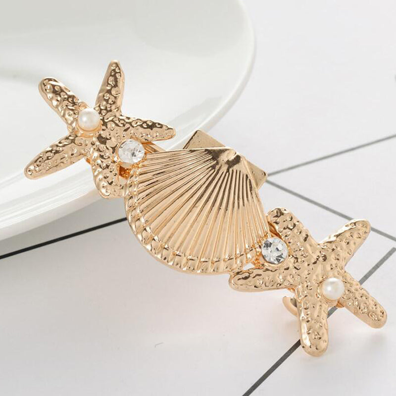 Retro Starfish Pearl Metal Hairpin Set - Women's Hair Accessories
