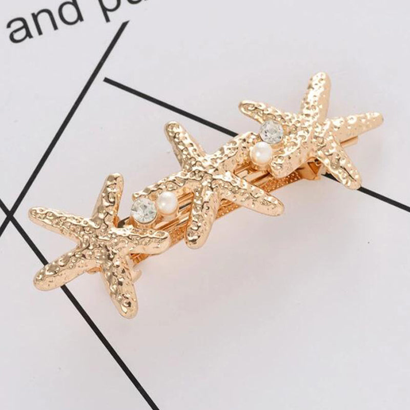 Retro Starfish Pearl Metal Hairpin Set - Women's Hair Accessories