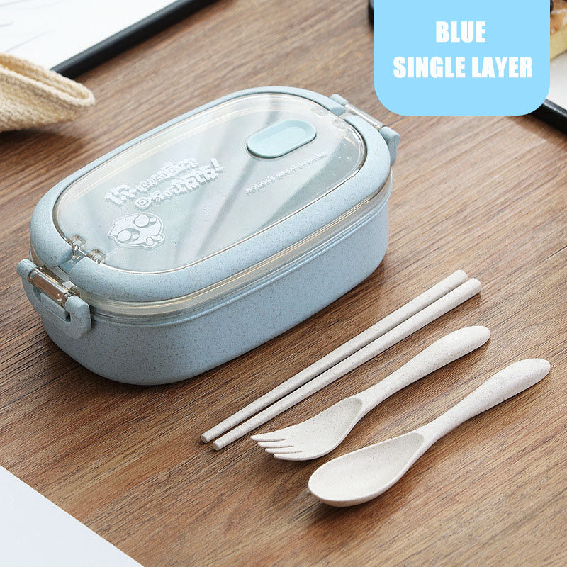 Wheat Straw Double Decker Lunch Box for Office & School - Bento Container
