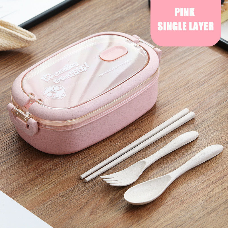 Wheat Straw Double Decker Lunch Box for Office & School - Bento Container