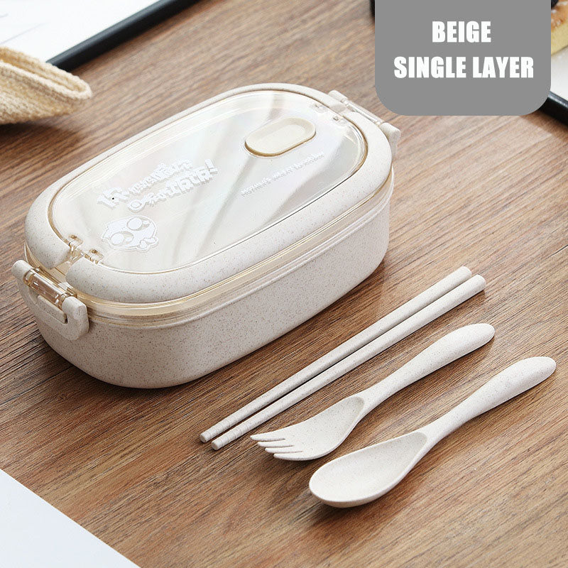 Wheat Straw Double Decker Lunch Box for Office & School - Bento Container