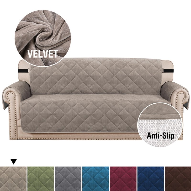 Non-Slip Crystal Plush Sofa Cushion Cover - Solid Color Home Decor