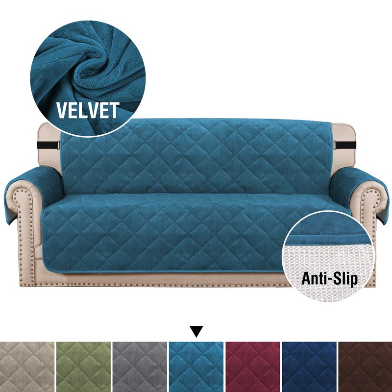 Non-Slip Crystal Plush Sofa Cushion Cover - Solid Color Home Decor