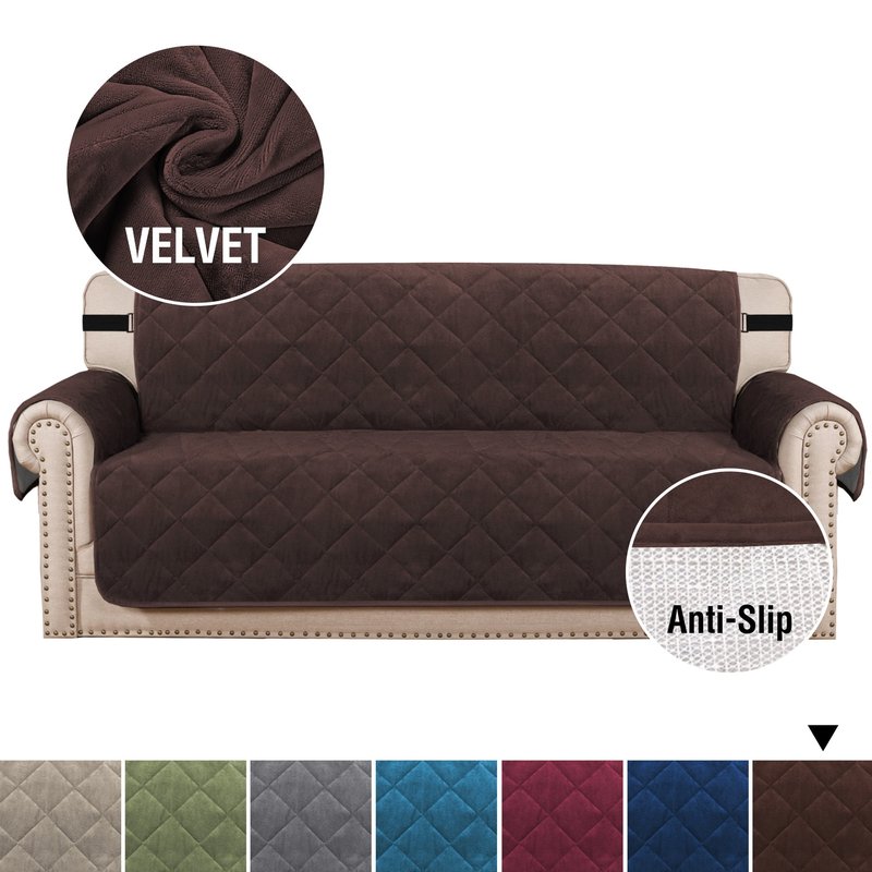 Non-Slip Crystal Plush Sofa Cushion Cover - Solid Color Home Decor