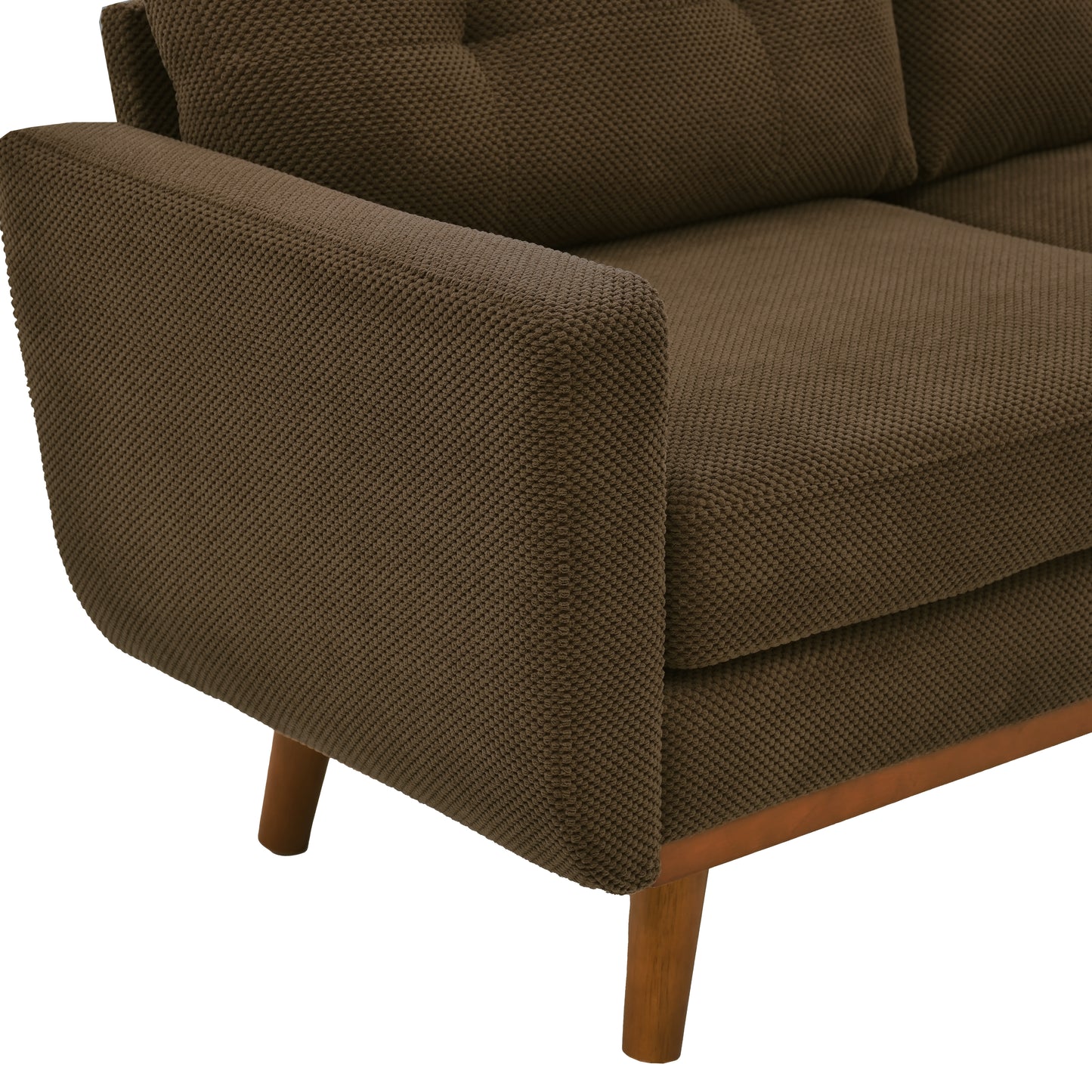 65-Inch Modern Minimalist Loveseat with Nubby Upholstery - Coffee