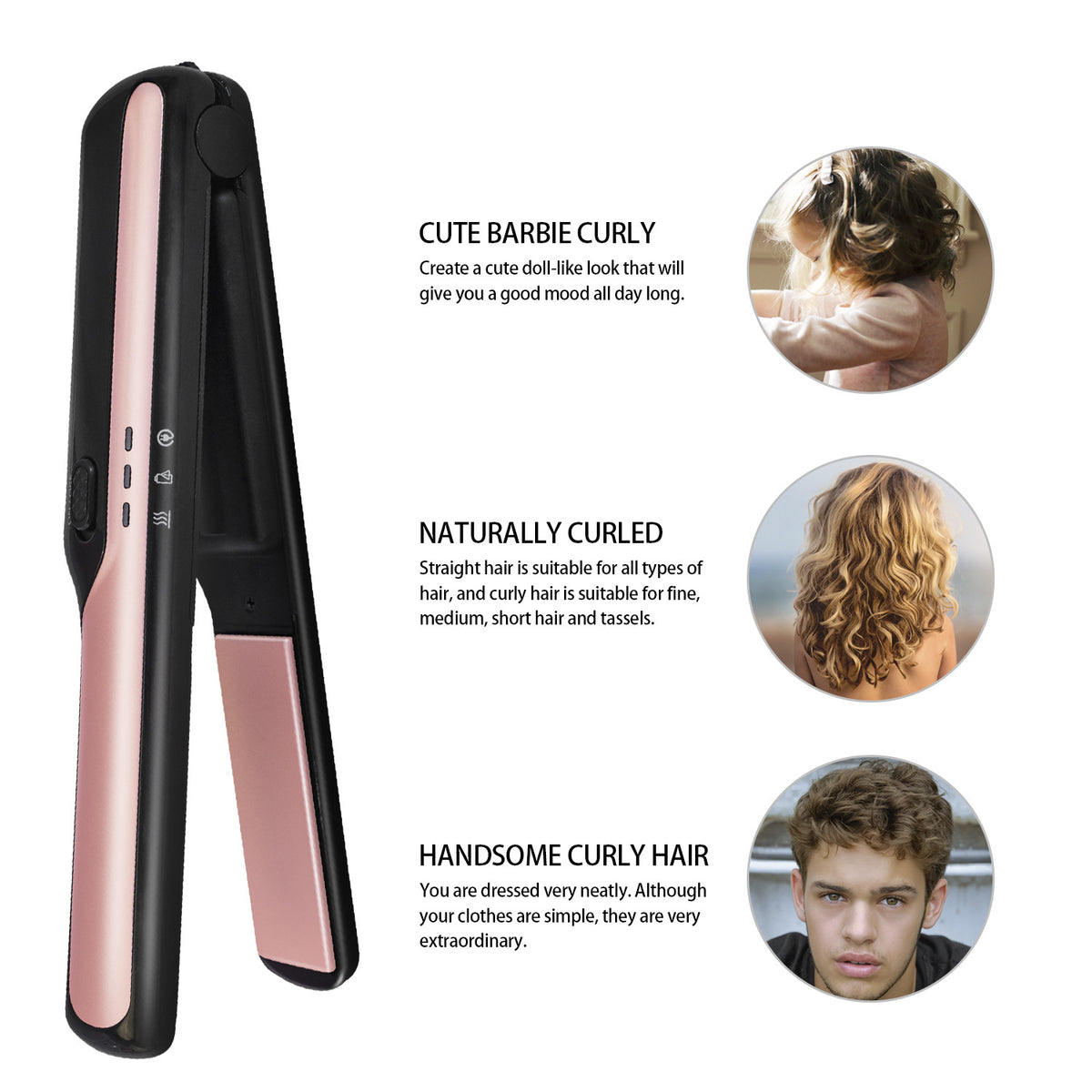 Wireless Curling Iron Comb for Beard & Hair Styling - USB Rechargeable
