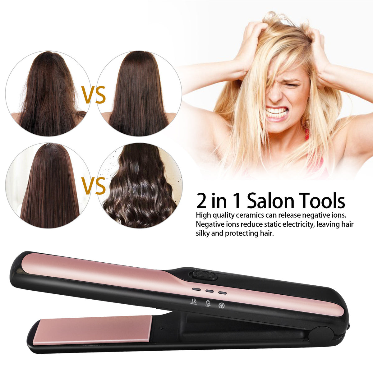 Wireless Curling Iron Comb for Beard & Hair Styling - USB Rechargeable