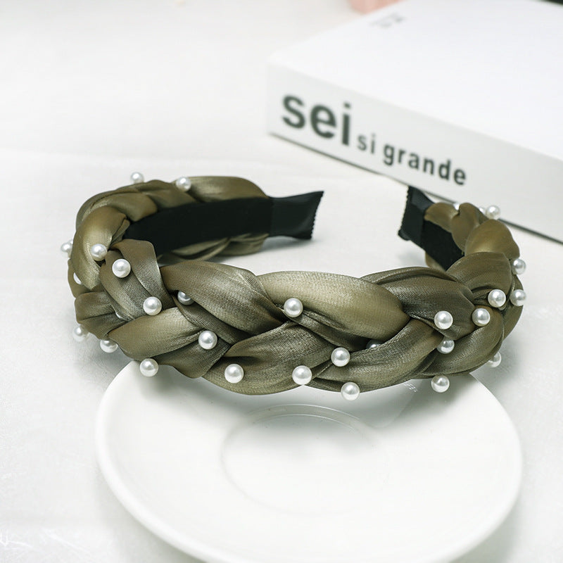 Pearl Headband with Twist Braid - Korean Style Hair Accessory