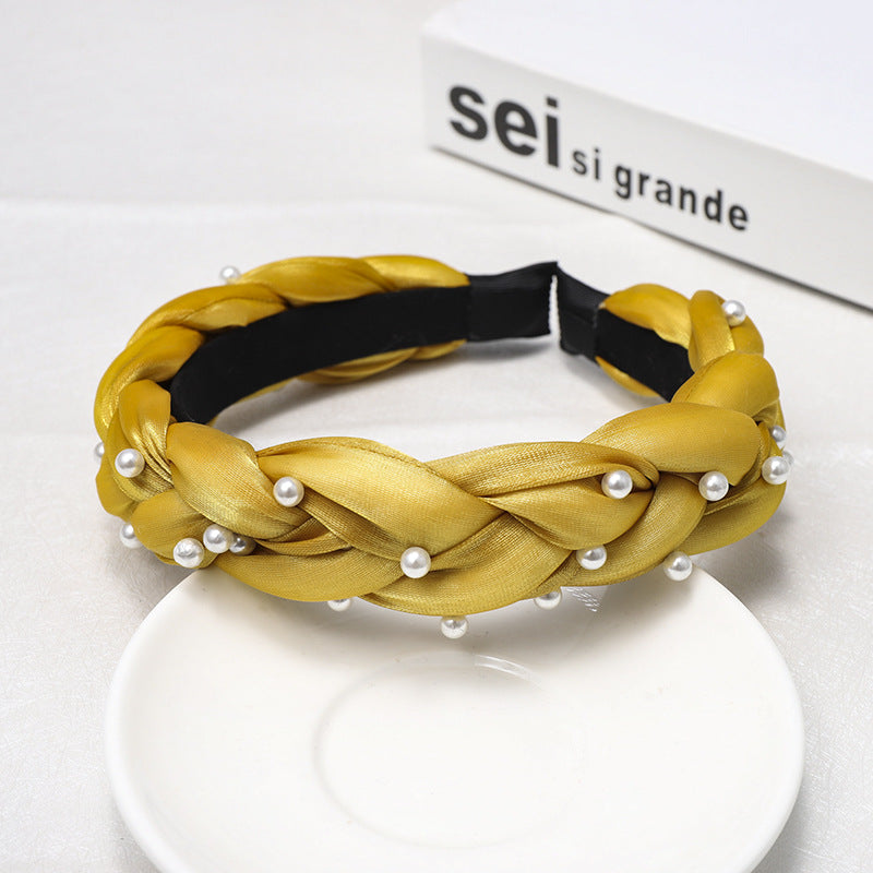 Pearl Headband with Twist Braid - Korean Style Hair Accessory