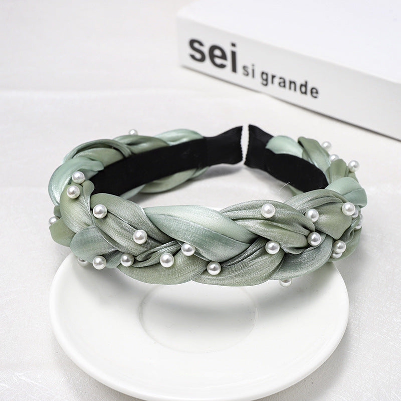 Pearl Headband with Twist Braid - Korean Style Hair Accessory