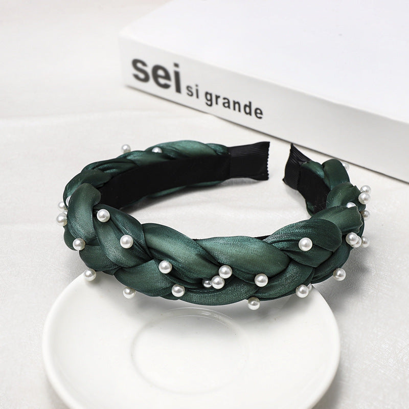 Pearl Headband with Twist Braid - Korean Style Hair Accessory