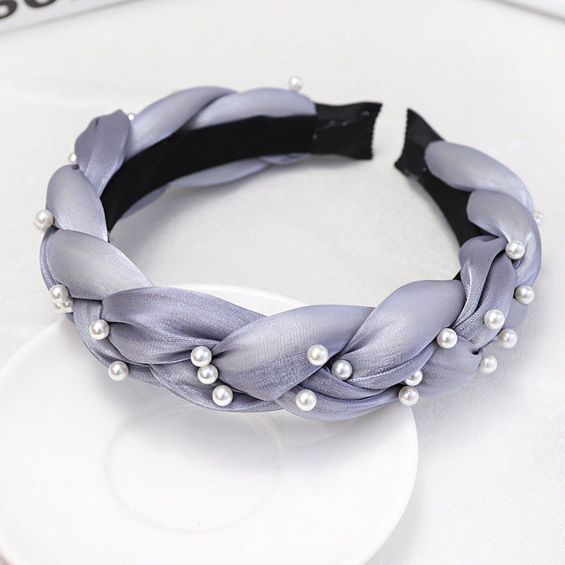 Pearl Headband with Twist Braid - Korean Style Hair Accessory