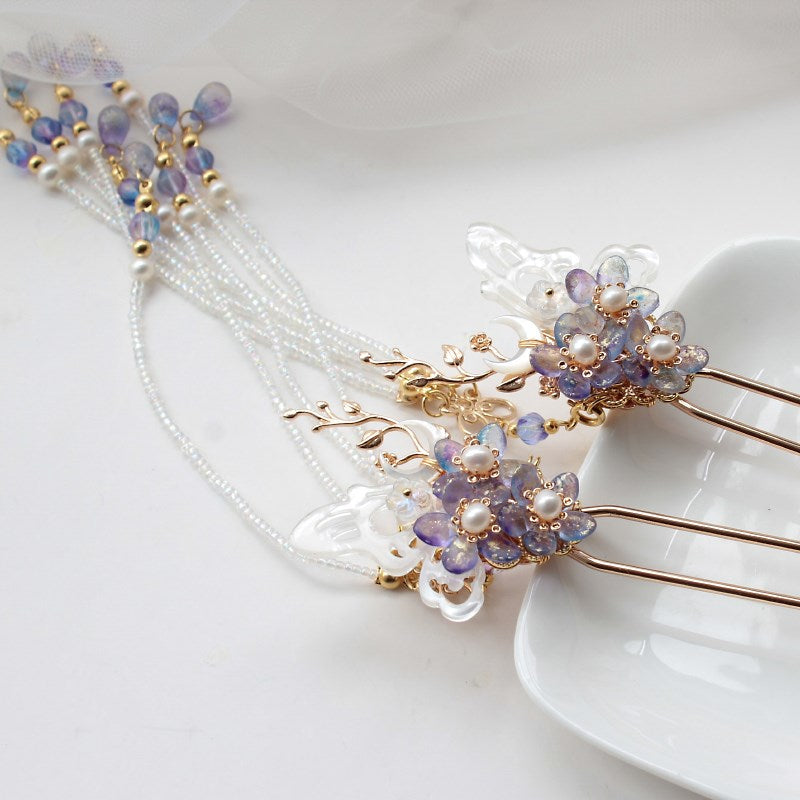 Moon Penumbra Hairpin with Freshwater Pearls & Gold