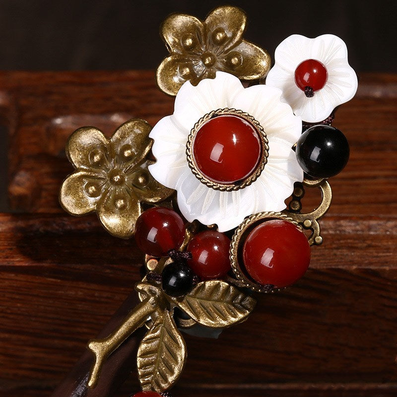 Ethnic Style Wooden Hairpin - Handmade Hair Accessory in Brown