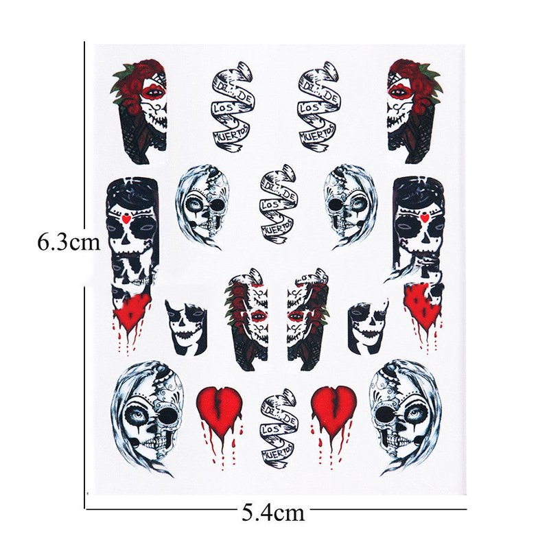 Black and White Skull Nail Stickers - 25 Sets
