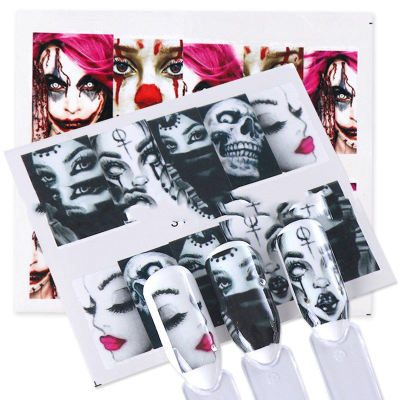 Black and White Skull Nail Stickers - 25 Sets
