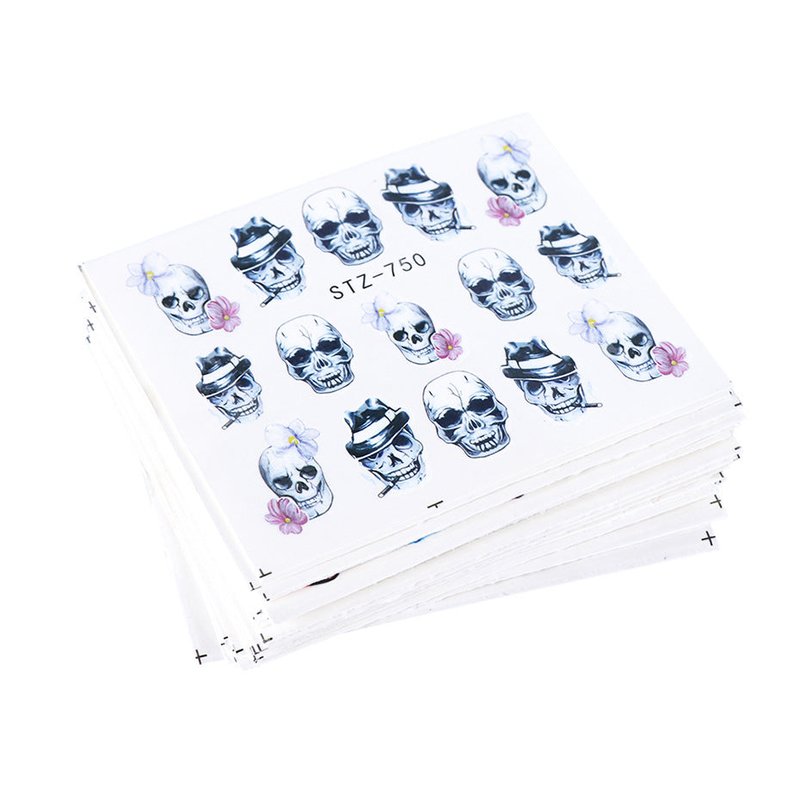 Black and White Skull Nail Stickers - 25 Sets