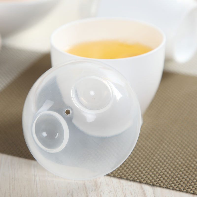 Mini Microwave Egg Cooker Cup - Cute Steamed Egg Maker for Kitchen, White