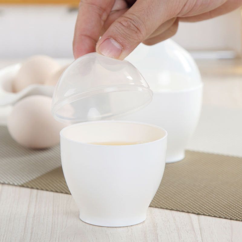 Mini Microwave Egg Cooker Cup - Cute Steamed Egg Maker for Kitchen, White