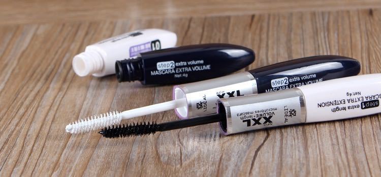 Double-Ended Mascara Black and White Brush Head Thick Eye Makeup