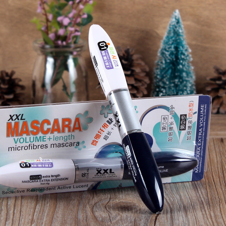 Double-Ended Mascara Black and White Brush Head Thick Eye Makeup