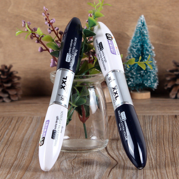 Double-Ended Mascara Black and White Brush Head Thick Eye Makeup