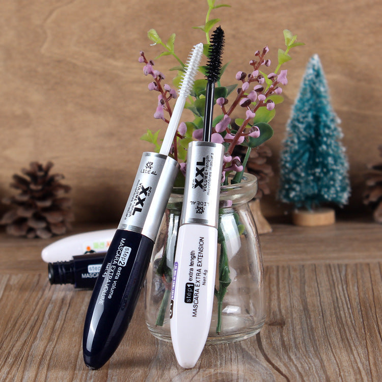 Double-Ended Mascara Black and White Brush Head Thick Eye Makeup