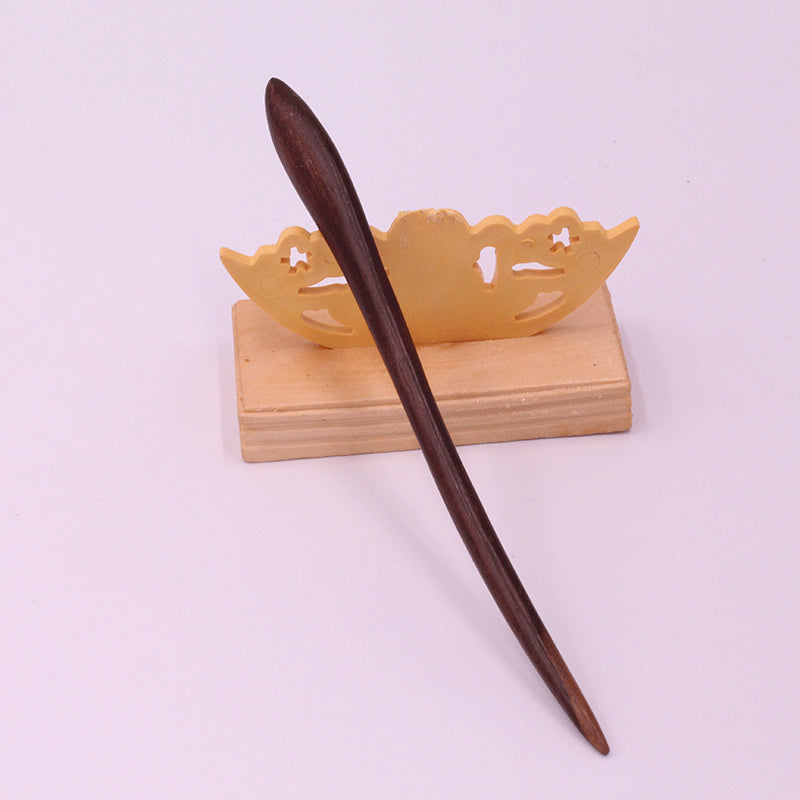 Wooden Ebony Hairpin with Open Carving